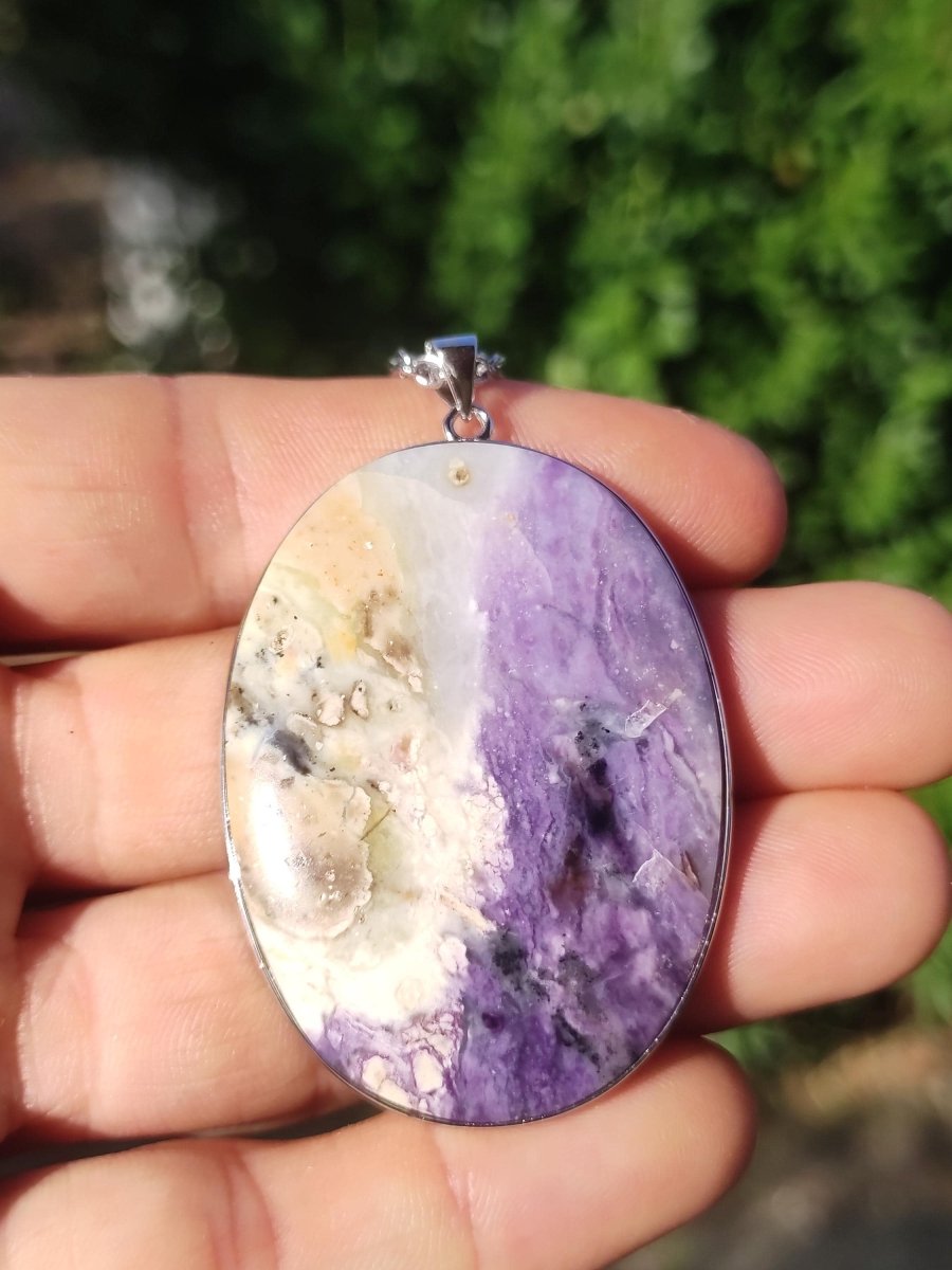 Tiffany Opal / Fluorit Opal AAA - 925 Sterling Silber Edelstein Kette Natur blau Schutz Rarität Heilstein Kristall Mann Frau Er Sie Geschenk - Art of Nature Berlin