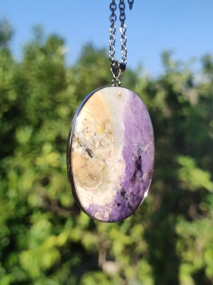 Tiffany Opal / Fluorit Opal AAA - 925 Sterling Silber Edelstein Kette Natur blau Schutz Rarität Heilstein Kristall Mann Frau Er Sie Geschenk - Art of Nature Berlin