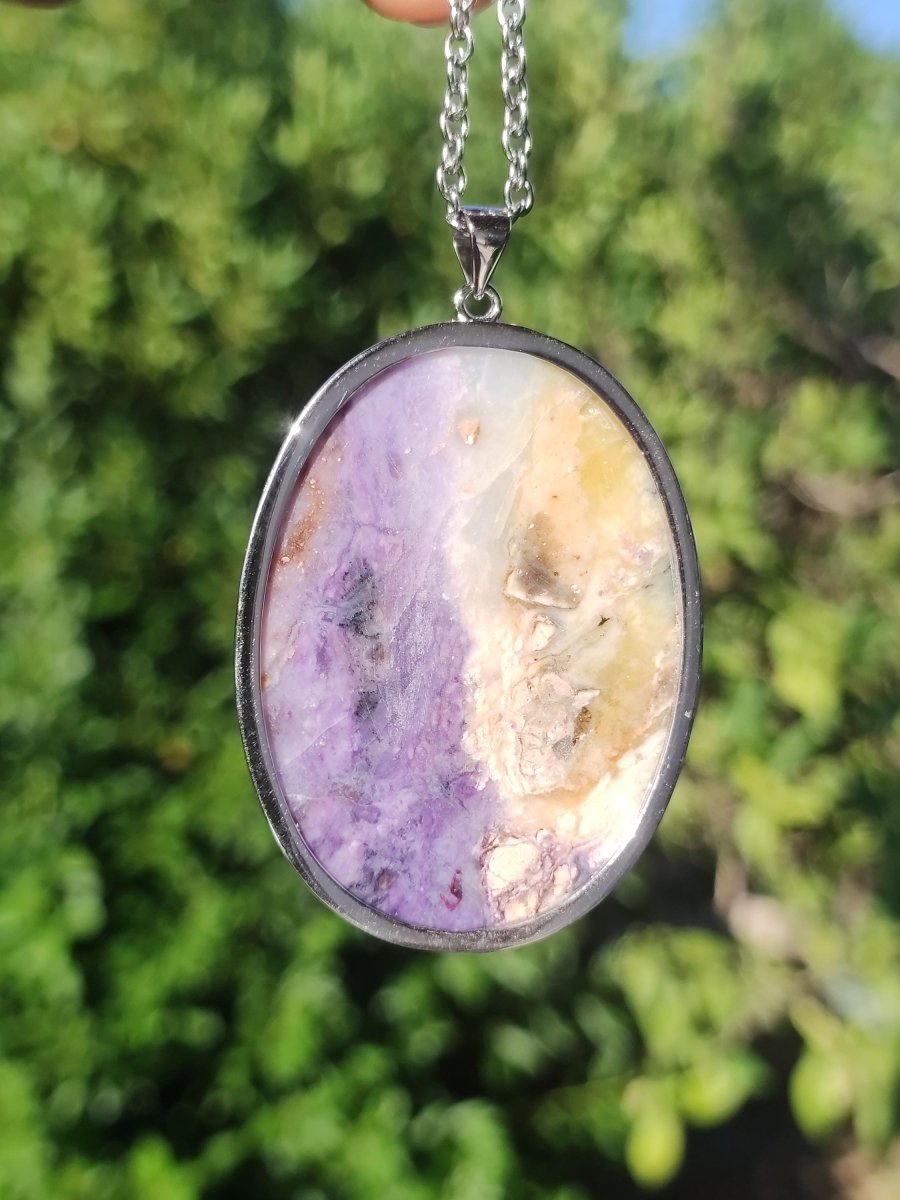 Tiffany Opal / Fluorit Opal AAA - 925 Sterling Silber Edelstein Kette Natur blau Schutz Rarität Heilstein Kristall Mann Frau Er Sie Geschenk - Art of Nature Berlin