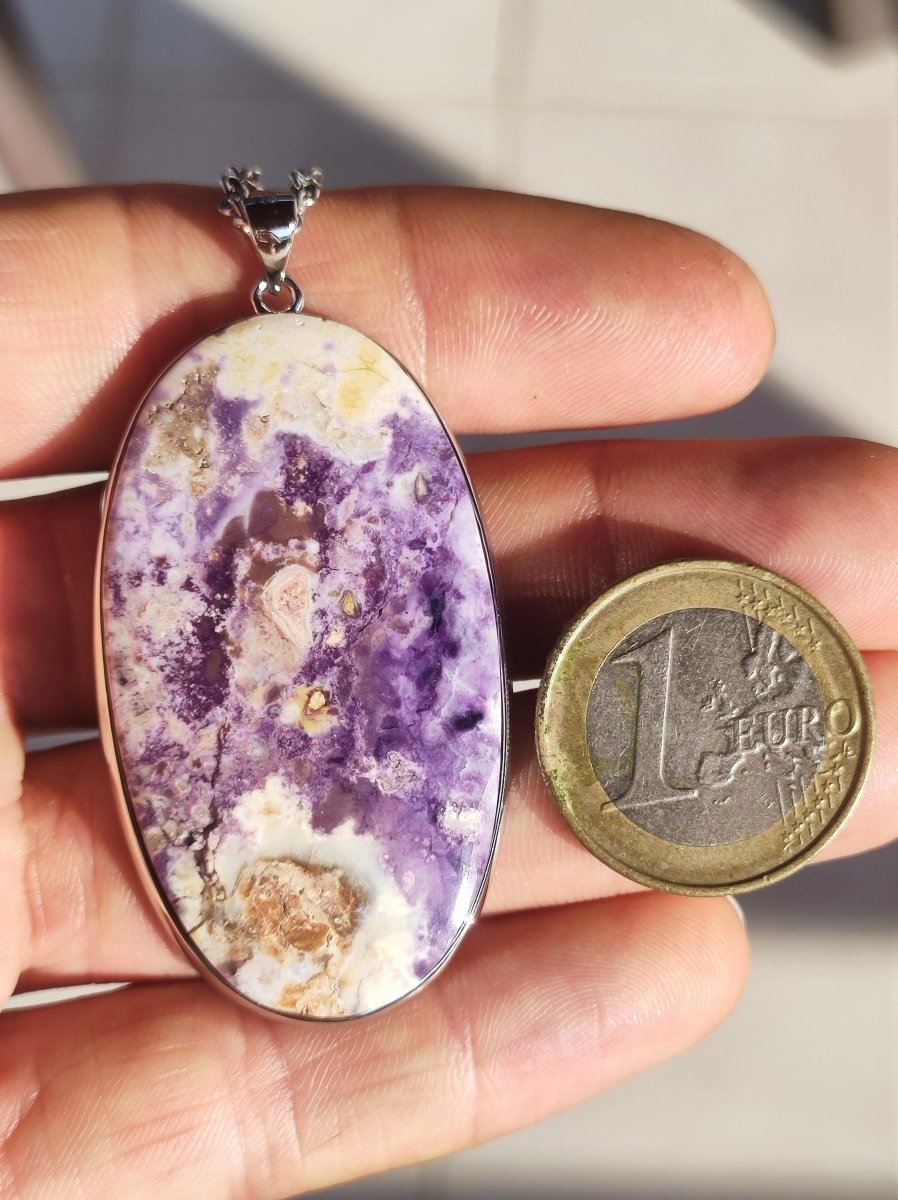 Tiffany Opal / Fluorit Opal AAA - 925 Sterling Silber Edelstein Kette Natur blau Schutz Rarität Heilstein Kristall Mann Frau Er Sie Geschenk - Art of Nature Berlin