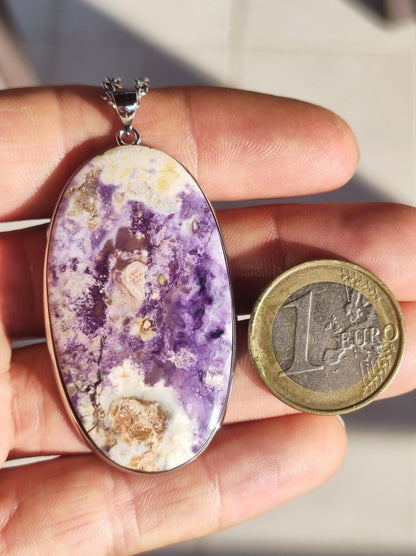 Tiffany Opal / Fluorit Opal AAA - 925 Sterling Silber Edelstein Kette Natur blau Schutz Rarität Heilstein Kristall Mann Frau Er Sie Geschenk - Art of Nature Berlin