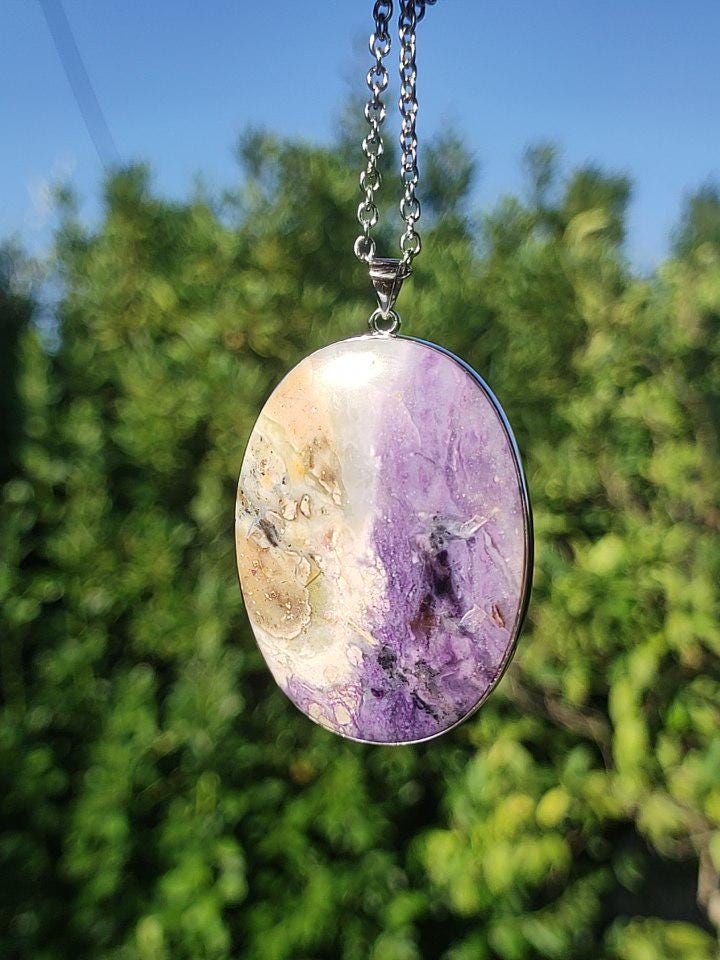 Tiffany Opal / Fluorit Opal AAA - 925 Sterling Silber Edelstein Kette Natur blau Schutz Rarität Heilstein Kristall Mann Frau Er Sie Geschenk - Art of Nature Berlin