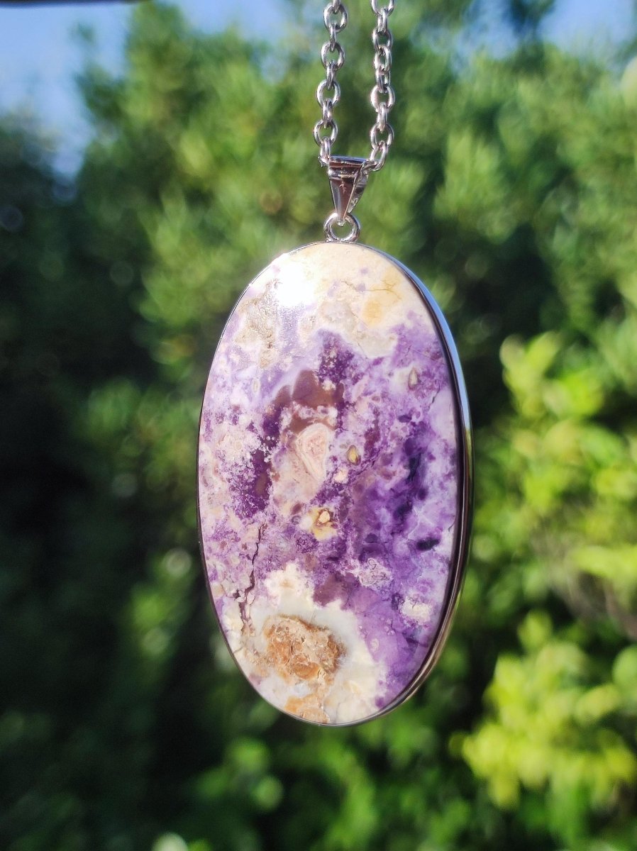 Tiffany Opal / Fluorit Opal AAA - 925 Sterling Silber Edelstein Kette Natur blau Schutz Rarität Heilstein Kristall Mann Frau Er Sie Geschenk - Art of Nature Berlin