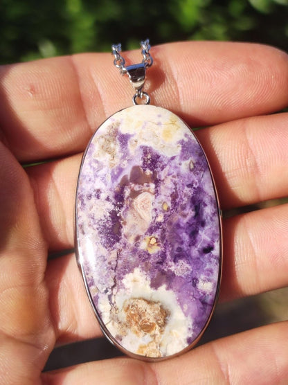 Tiffany Opal / Fluorit Opal AAA - 925 Sterling Silber Edelstein Kette Natur blau Schutz Rarität Heilstein Kristall Mann Frau Er Sie Geschenk - Art of Nature Berlin