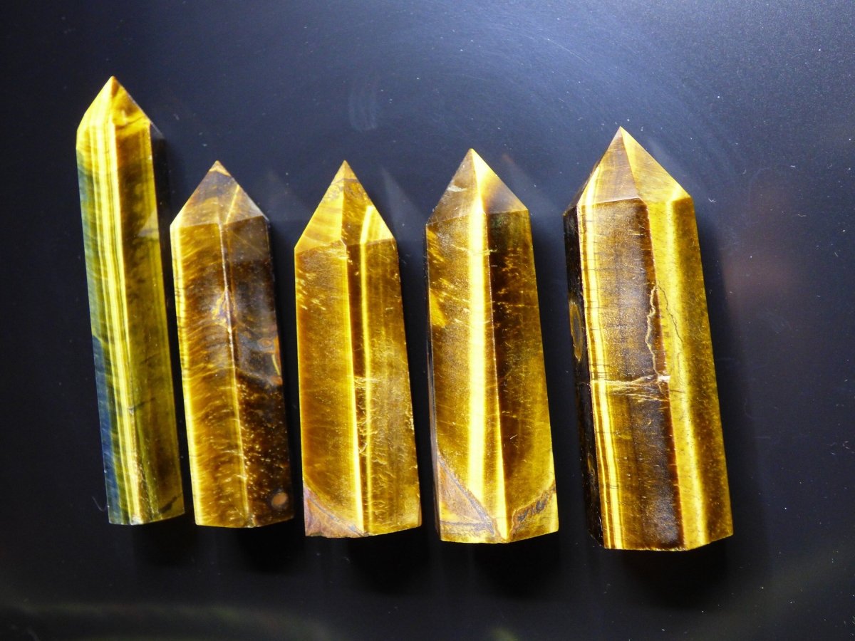 Tigerauge braun gold ~ Kristall Point Spitze Turm Obelisk Magische Edelstein Deko Massagestab Crystal HIPPIE GOA Ethno Heilstein Naturschatz - Art of Nature Berlin