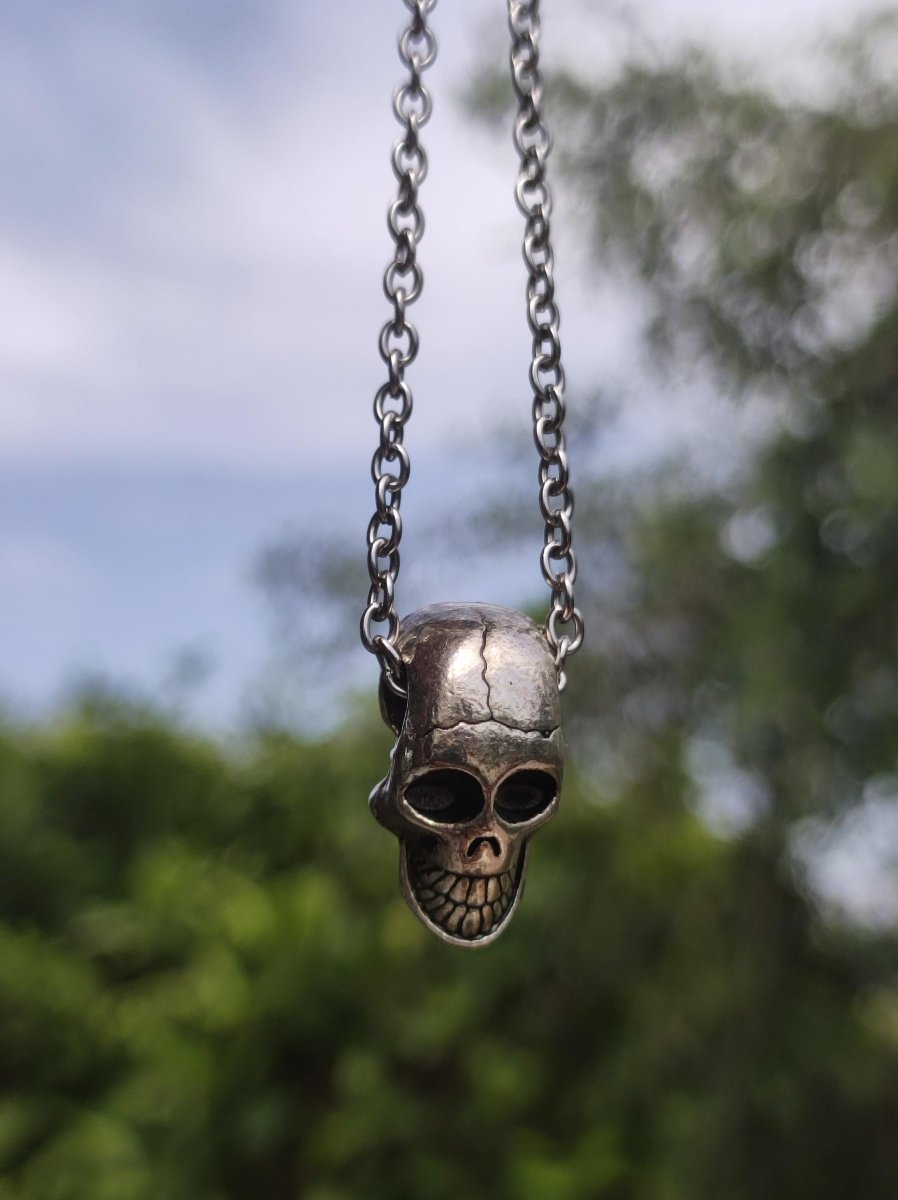 Totenkopf Skull Schädel Skelett Gothic Kette Metal Dark Tot Amulet Kette Antik Bronze Messing HIPPIE GOA Boho Tibet Ethno Vintage Mann Er - Art of Nature Berlin