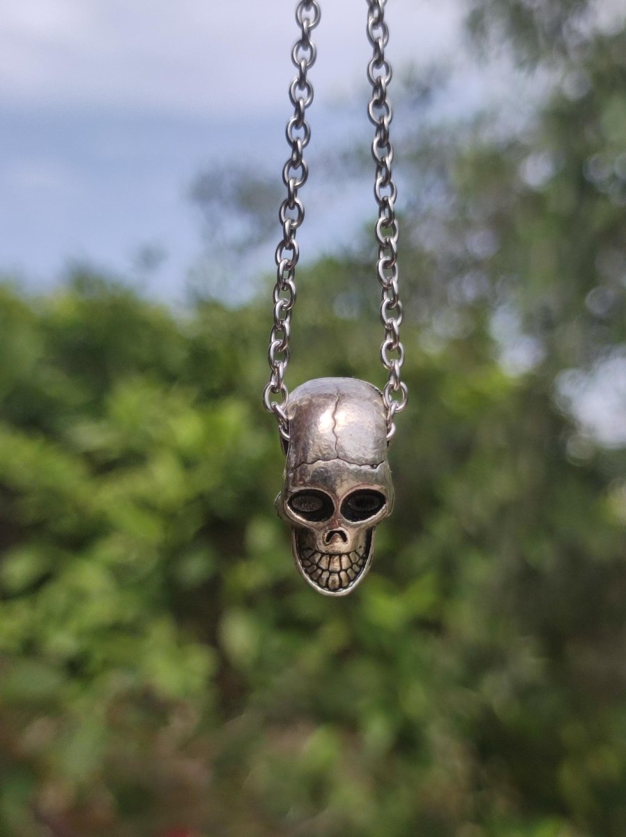 Totenkopf Skull Schädel Skelett Gothic Kette Metal Dark Tot Amulet Kette Antik Bronze Messing HIPPIE GOA Boho Tibet Ethno Vintage Mann Er - Art of Nature Berlin