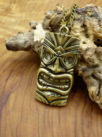 Tribal "Aztek" Bronze Anhänger Kette Männer Fratze Gesicht Böser Blick HIPPIE GOA ~Boho Tibet Ethno Nature Trippy LSD - Art of Nature Berlin