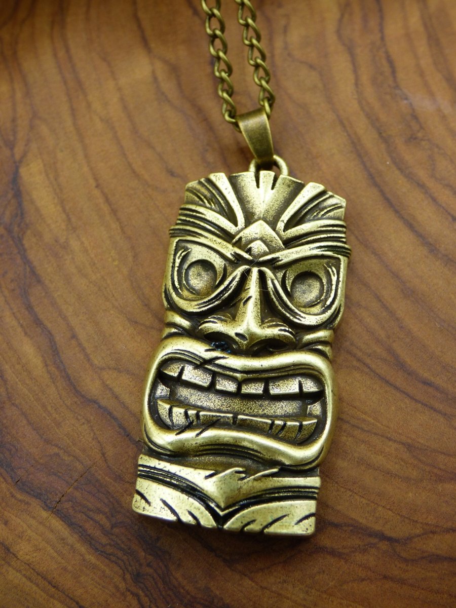 Tribal "Aztek" Bronze Anhänger Kette Männer Fratze Gesicht Böser Blick HIPPIE GOA ~Boho Tibet Ethno Nature Trippy LSD - Art of Nature Berlin