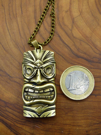 Tribal "Aztek" Bronze Anhänger Kette Männer Fratze Gesicht Böser Blick HIPPIE GOA ~Boho Tibet Ethno Nature Trippy LSD - Art of Nature Berlin