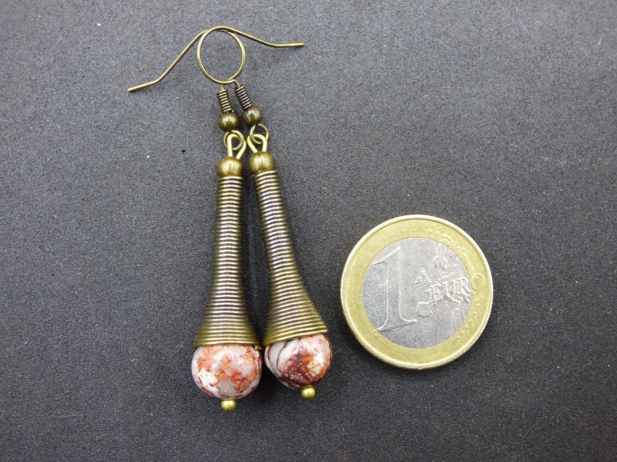 Trichter Bronze Edelstein Ohrringe Geschenk Frau Schmuck Sie Freundin grün GOA Hippie Boho Natur Heilstein Natur Ohrhänger - Art of Nature Berlin