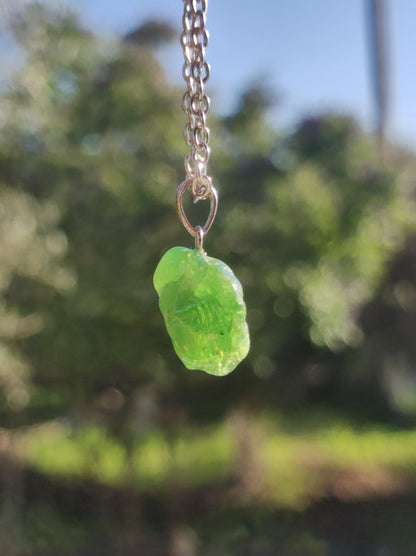 Tsavorit AAA *Rarität* ~ 925 Sterling Silber Edelstein Kette HIPPIE GOA Boho Ethno Nature Heilstein Anhänger Geschenk Mann Frau Er Sie - Art of Nature Berlin