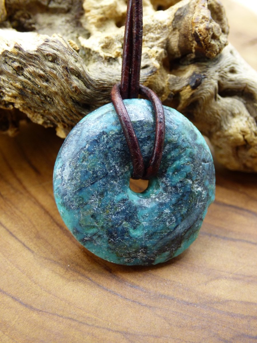 Türkis 100% natürlich ~ Edelstein Kette ~HIPPIE ~GOA ~Boho ~Tibet ~Ethno ~Nature ~Donut ~Schutzsymbol ~Heilstein ~Rarität - Art of Nature Berlin