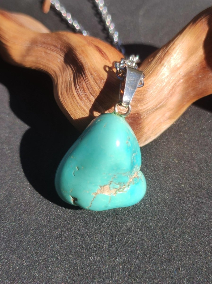 Türkis 100% natürlich ~ Nugget Edelstein Kette ~HIPPIE ~GOA ~Boho ~Tibet ~Ethno ~Nature ~Schutzsymbol ~Heilstein ~Rarität - Art of Nature Berlin