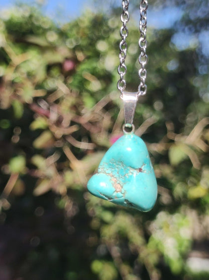 Türkis 100% natürlich ~ Nugget Edelstein Kette ~HIPPIE ~GOA ~Boho ~Tibet ~Ethno ~Nature ~Schutzsymbol ~Heilstein ~Rarität - Art of Nature Berlin
