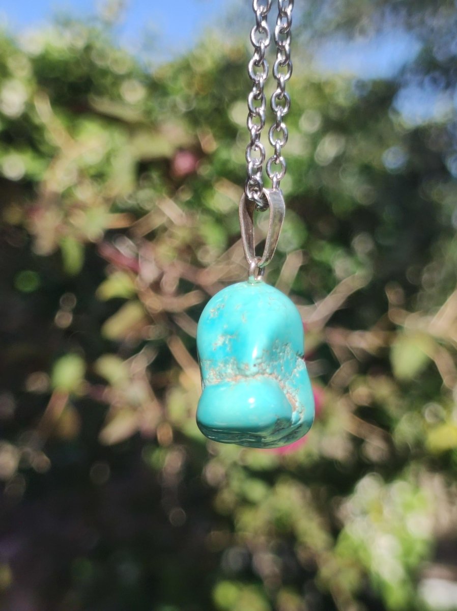 Türkis 100% natürlich ~ Nugget Edelstein Kette ~HIPPIE ~GOA ~Boho ~Tibet ~Ethno ~Nature ~Schutzsymbol ~Heilstein ~Rarität - Art of Nature Berlin