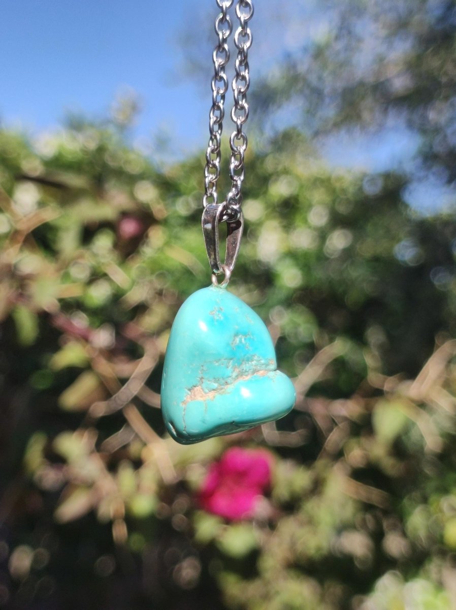 Türkis 100% natürlich ~ Nugget Edelstein Kette ~HIPPIE ~GOA ~Boho ~Tibet ~Ethno ~Nature ~Schutzsymbol ~Heilstein ~Rarität - Art of Nature Berlin