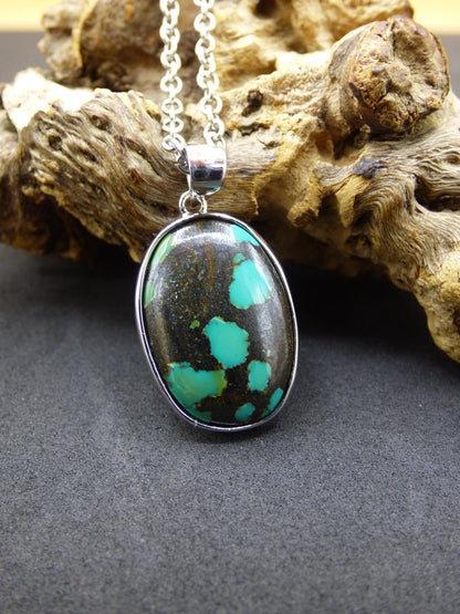 Türkis echt Edelstein Kette 925 Sterling Silber - Edler Frau Mann Schmuck Filigran Hochzeitstag Geburtstag Geschenk Heilstein Rarität Natur - Art of Nature Berlin