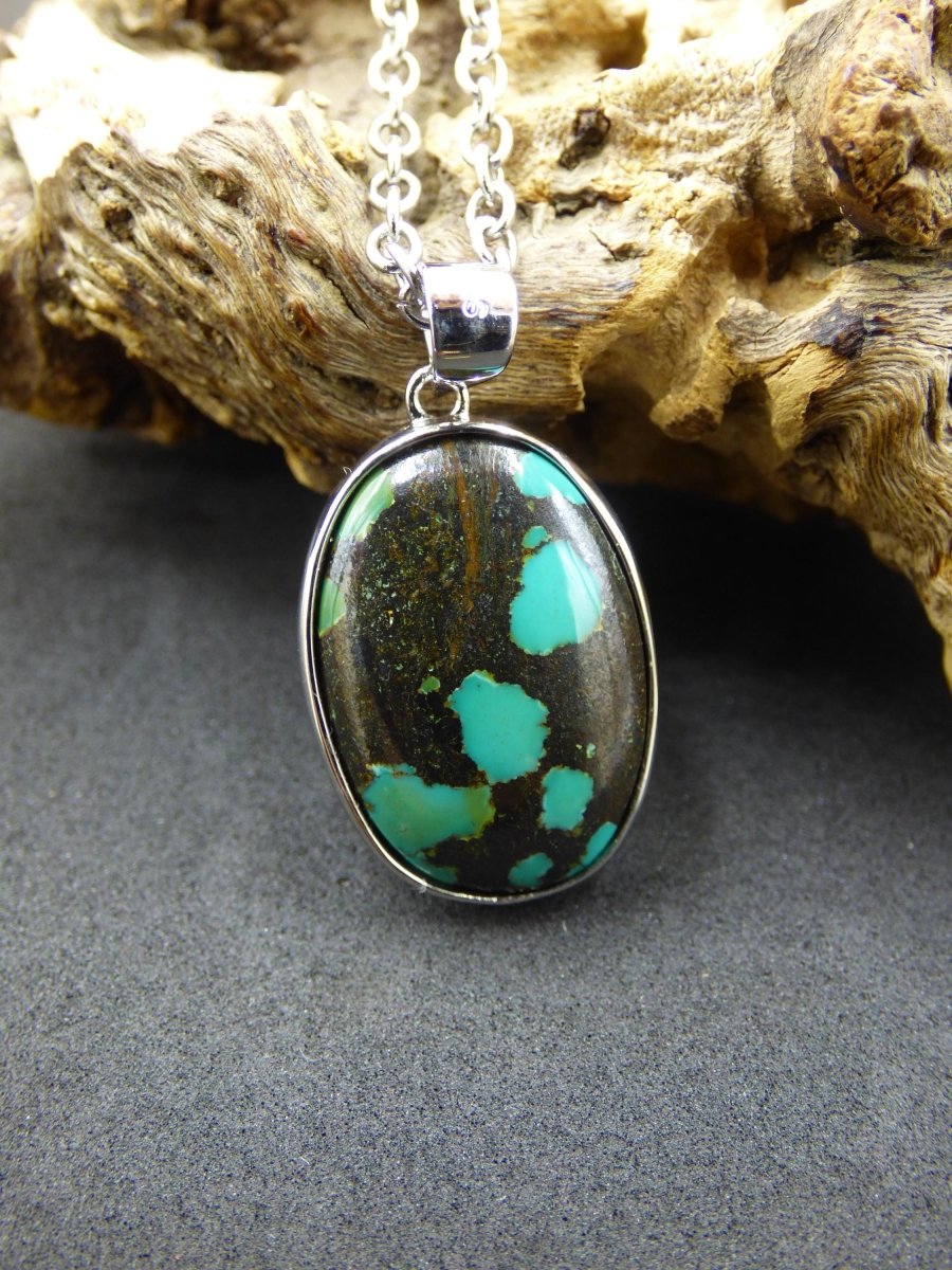 Türkis echt Edelstein Kette 925 Sterling Silber - Edler Frau Mann Schmuck Filigran Hochzeitstag Geburtstag Geschenk Heilstein Rarität Natur - Art of Nature Berlin