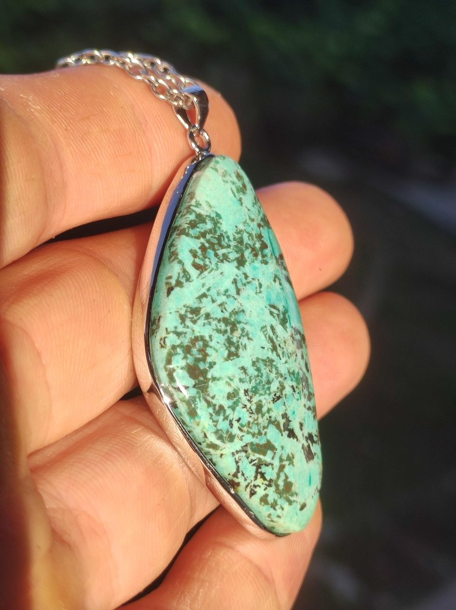 Türkis Peru - 925 Sterling Silber Edelstein Kette Natur blau Schutz Rarität Heilstein Kristall Mann Frau Er Sie Geschenk Freund Bruder - Art of Nature Berlin