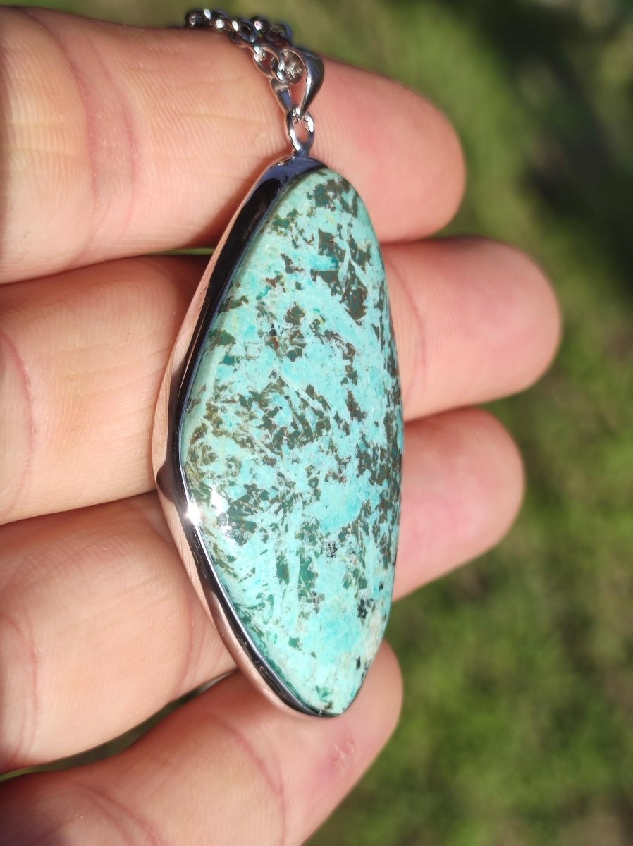 Türkis Peru - 925 Sterling Silber Edelstein Kette Natur blau Schutz Rarität Heilstein Kristall Mann Frau Er Sie Geschenk Freund Bruder - Art of Nature Berlin