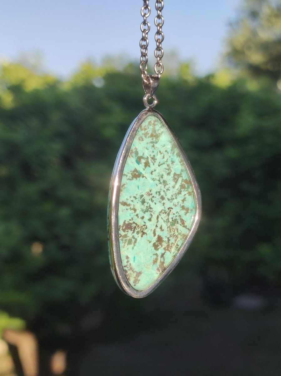 Türkis Peru - 925 Sterling Silber Edelstein Kette Natur blau Schutz Rarität Heilstein Kristall Mann Frau Er Sie Geschenk Freund Bruder - Art of Nature Berlin