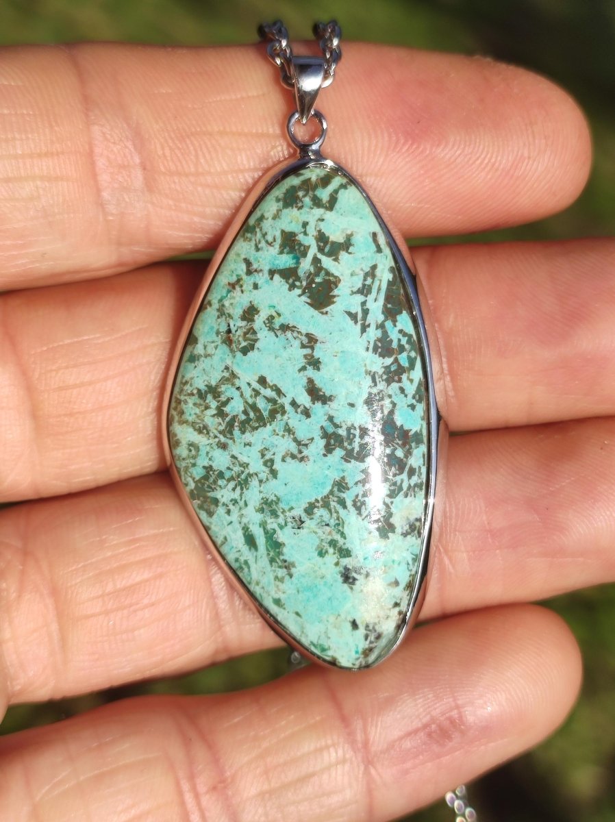 Türkis Peru - 925 Sterling Silber Edelstein Kette Natur blau Schutz Rarität Heilstein Kristall Mann Frau Er Sie Geschenk Freund Bruder - Art of Nature Berlin