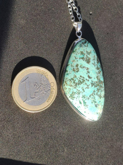 Türkis Peru - 925 Sterling Silber Edelstein Kette Natur blau Schutz Rarität Heilstein Kristall Mann Frau Er Sie Geschenk Freund Bruder - Art of Nature Berlin