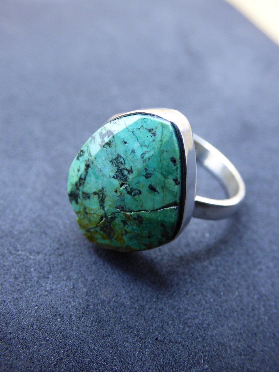 Türkis Ring - 100% natürlich 925 Sterling Silber Größe 18 - Edelstein Heilstein Energie Kraft Frauen Ring Schmuck Edel grün blau Rarität - Art of Nature Berlin