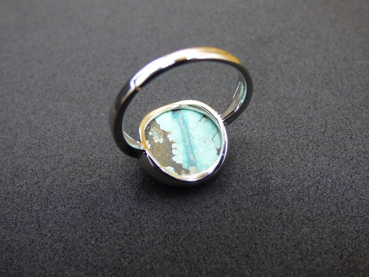 Türkis Ring - 100% natürlich 925 Sterling Silber verstellbar Edelstein Heilstein Energie Kraft Frauen Ring Schmuck Edel grün blau Rarität - Art of Nature Berlin