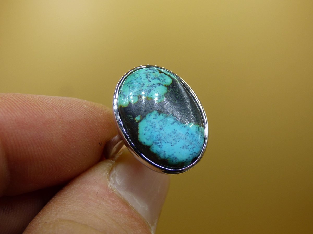 Türkis Ring - 100% natürlich 925 Sterling Silber verstellbar Edelstein Heilstein Energie Kraft Frauen Ring Schmuck Edel grün blau Rarität - Art of Nature Berlin