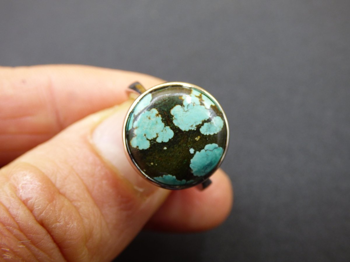 Türkis Ring - 100% natürlich 925 Sterling Silber verstellbar Edelstein Heilstein Energie Kraft Frauen Ring Schmuck Edel grün blau Rarität - Art of Nature Berlin