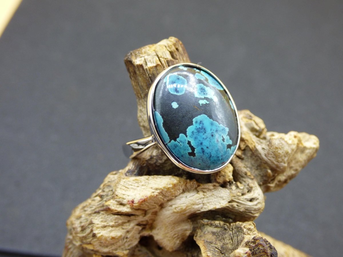 Türkis Ring - 100% natürlich 925 Sterling Silber verstellbar Edelstein Heilstein Energie Kraft Frauen Ring Schmuck Edel grün blau Rarität - Art of Nature Berlin