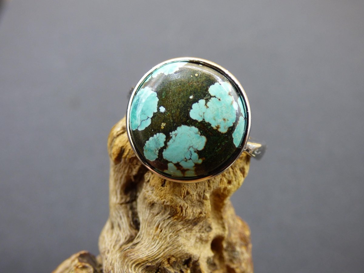 Türkis Ring - 100% natürlich 925 Sterling Silber verstellbar Edelstein Heilstein Energie Kraft Frauen Ring Schmuck Edel grün blau Rarität - Art of Nature Berlin