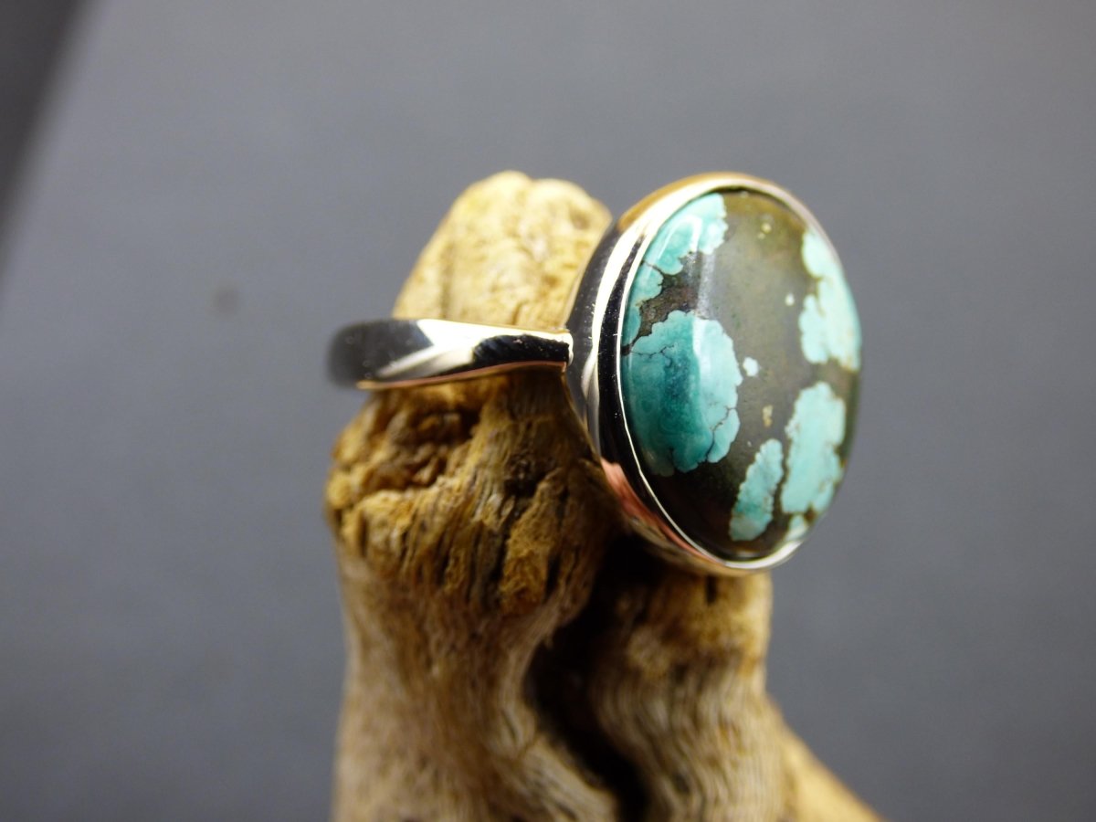 Türkis Ring - 100% natürlich 925 Sterling Silber verstellbar Edelstein Heilstein Energie Kraft Frauen Ring Schmuck Edel grün blau Rarität - Art of Nature Berlin