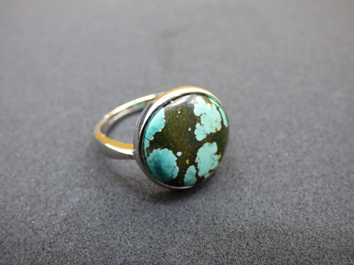 Türkis Ring - 100% natürlich 925 Sterling Silber verstellbar Edelstein Heilstein Energie Kraft Frauen Ring Schmuck Edel grün blau Rarität - Art of Nature Berlin