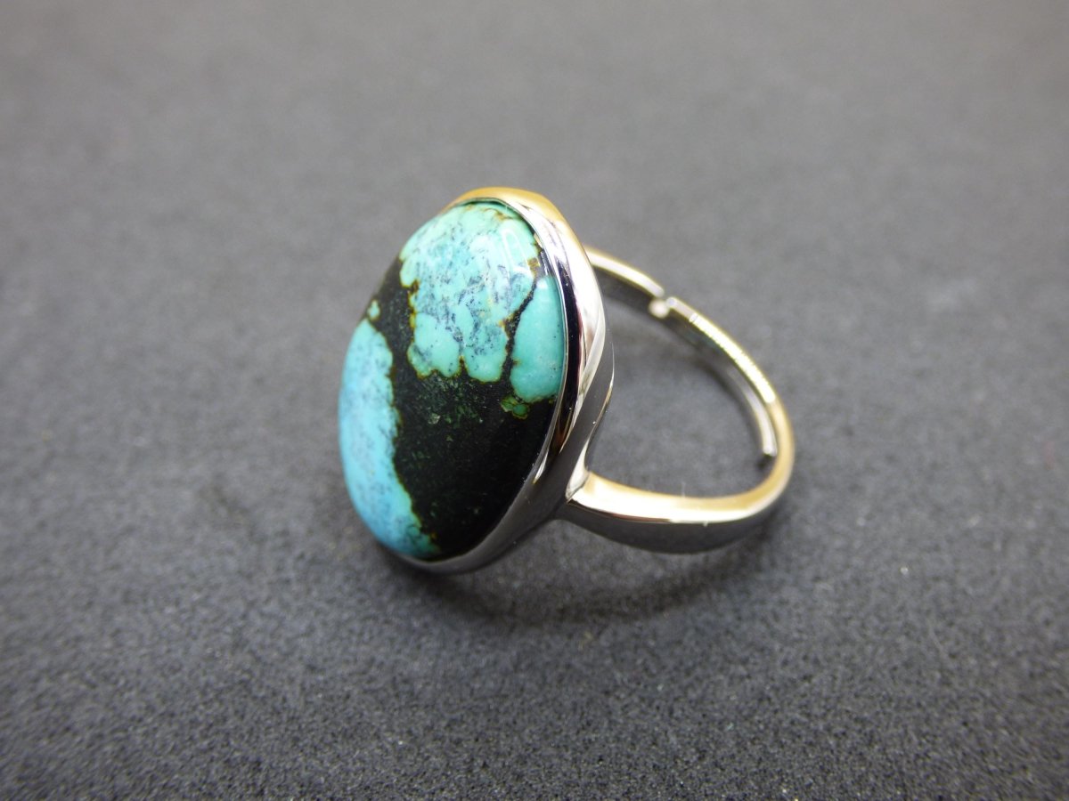 Türkis Ring - 100% natürlich 925 Sterling Silber verstellbar Edelstein Heilstein Energie Kraft Frauen Ring Schmuck Edel grün blau Rarität - Art of Nature Berlin