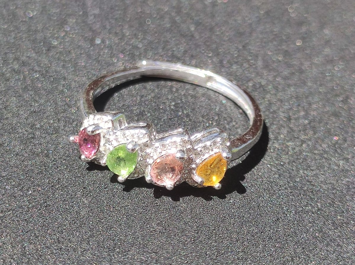 Turmalin bunt AAA - 925 Silber Ring verstellbar - Edelstein Heilstein Energie Kraft Vintage Frauen Ring Edel Geschenk Sie Frau Mutter - Art of Nature Berlin