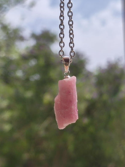 Turmalin pink / rosa + 925 Sterling Silber Öse - Edelstein Kette Anhänger Natur Heilstein Kristall Geschenk Mann Frau Mutter Er Sie Freundin - Art of Nature Berlin