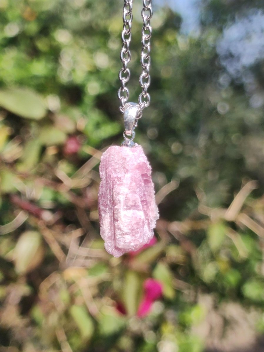 Turmalin pink / rosa + 925 Sterling Silber Öse Edelstein Kette Anhänger Natur Heilstein Kristall Geschenk Mann Frau Mutter Er Sie Freundin - Art of Nature Berlin