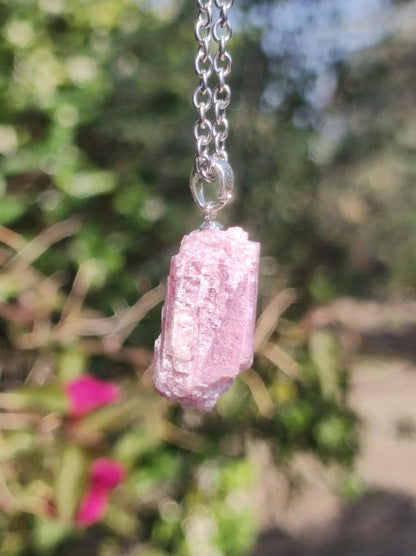 Turmalin pink / rosa + 925 Sterling Silber Öse Edelstein Kette Anhänger Natur Heilstein Kristall Geschenk Mann Frau Mutter Er Sie Freundin - Art of Nature Berlin