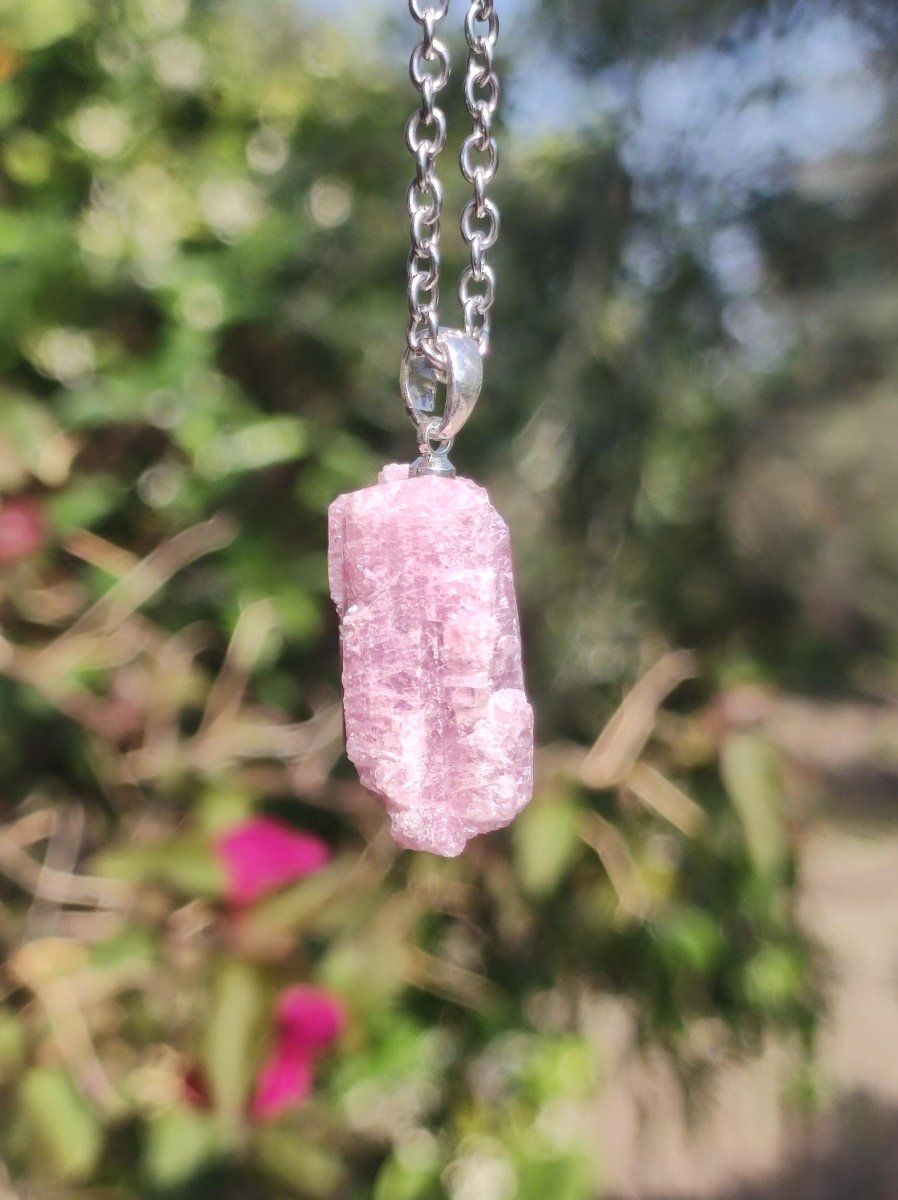 Turmalin pink / rosa + 925 Sterling Silber Öse Edelstein Kette Anhänger Natur Heilstein Kristall Geschenk Mann Frau Mutter Er Sie Freundin - Art of Nature Berlin