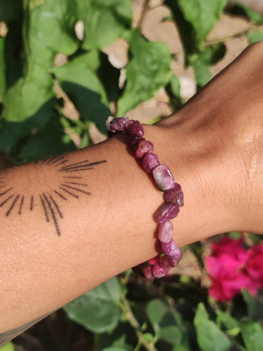 Turmalin pink rosa ~ Stretch Armband - Natur Rarität edel Heilstein Damen Schmuck Geschenk Frau Mutter Mann Unisex Er Sie - Art of Nature Berlin