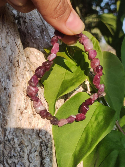 Turmalin pink rosa ~ Stretch Armband - Natur Rarität edel Heilstein Damen Schmuck Geschenk Frau Mutter Mann Unisex Er Sie - Art of Nature Berlin