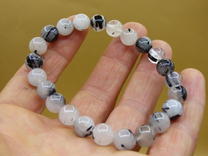 Turmalin Quarz / Rutilquarz schwarz Edelstein Armband GOA Hippie Boho Ethno Natur Heilstein Mann Frau Geschenk Sternzeichen Turmalinquarz - Art of Nature Berlin