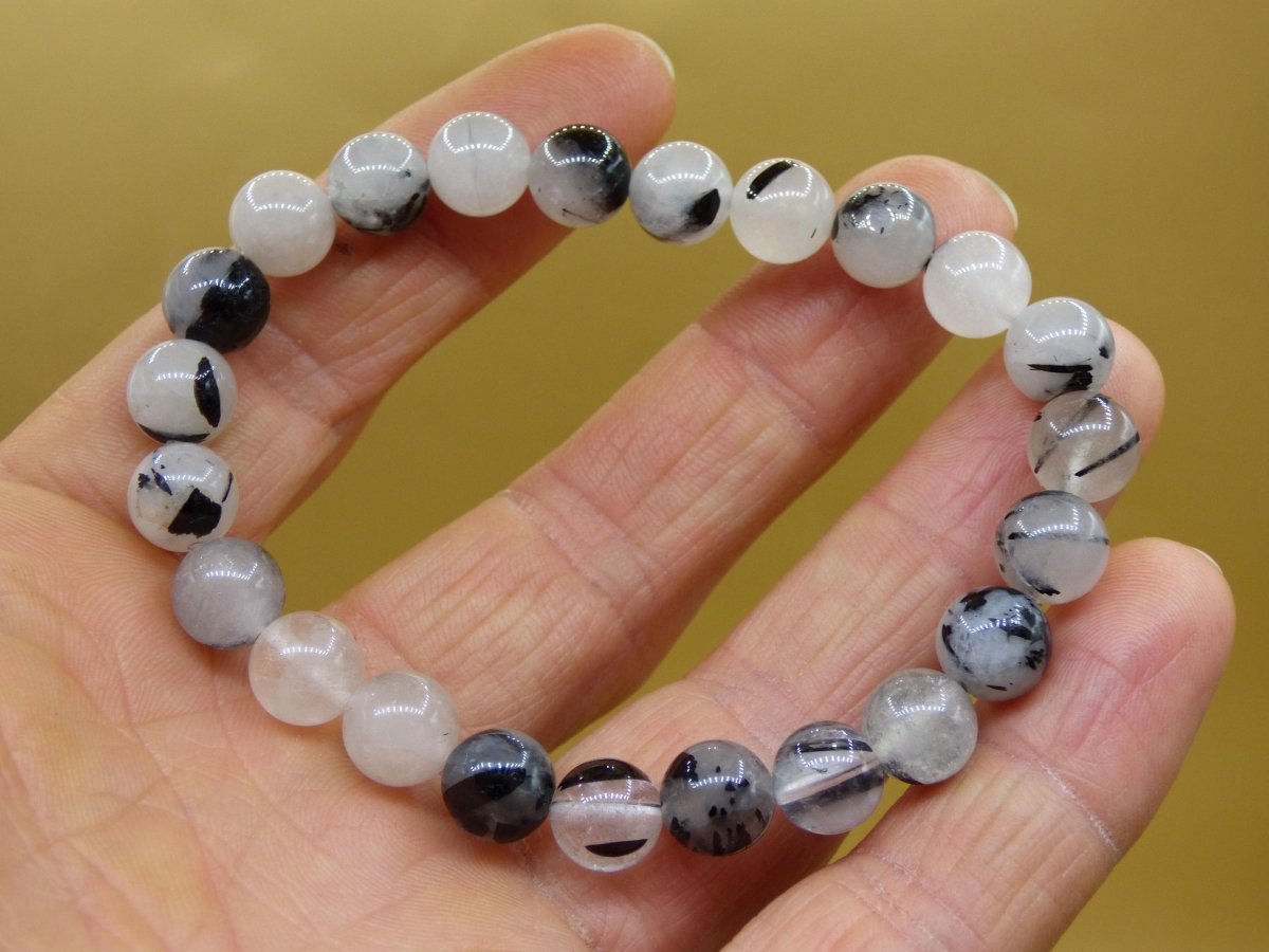 Turmalin Quarz / Rutilquarz schwarz Edelstein Armband GOA Hippie Boho Ethno Natur Heilstein Mann Frau Geschenk Sternzeichen Turmalinquarz - Art of Nature Berlin