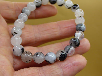 Turmalin Quarz / Rutilquarz schwarz Edelstein Armband GOA Hippie Boho Ethno Natur Heilstein Mann Frau Geschenk Sternzeichen Turmalinquarz - Art of Nature Berlin