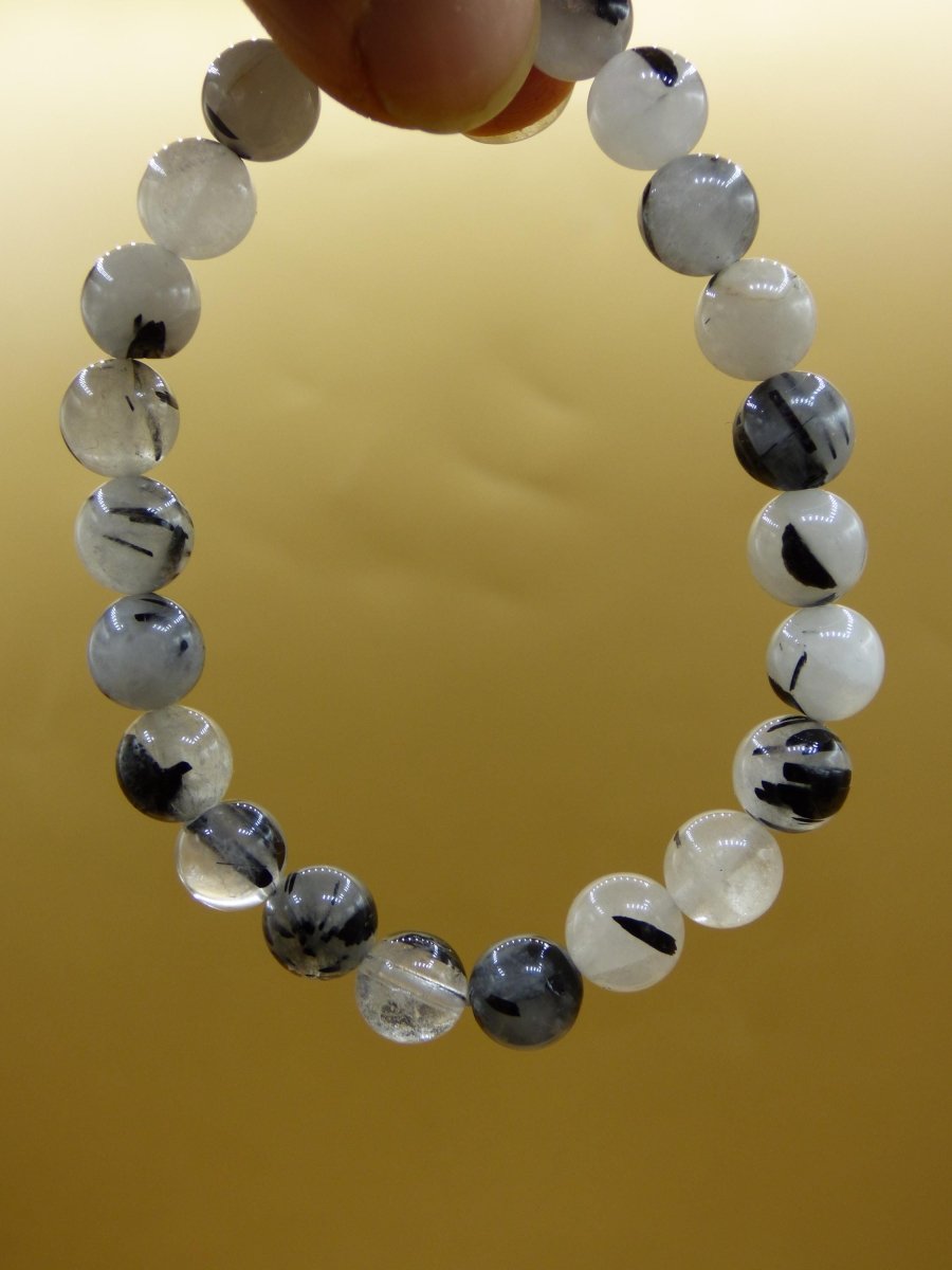 Turmalin Quarz / Rutilquarz schwarz Edelstein Armband GOA Hippie Boho Ethno Natur Heilstein Mann Frau Geschenk Sternzeichen Turmalinquarz - Art of Nature Berlin