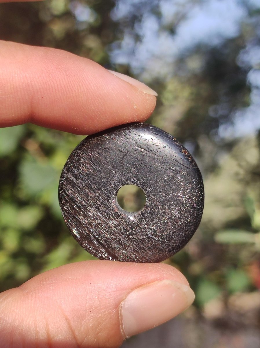 Turmalin / Schörl ~ Edelstein Kette HIPPIE GOA Boho Tibet Ethno Nature Donut Schutzsymbol ~Heilstein Chakra Energie schwarz Mann Frau - Art of Nature Berlin