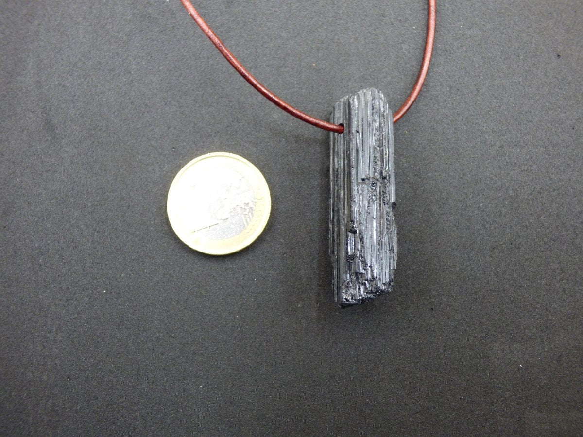 Turmalin / Schörl roh & geschliffen ~ Edelstein Kette schwarz Hippie GoaPsy Boho Tibet Ethno Natur Heilstein Kraft Anhänger Mann Bruder Gift - Art of Nature Berlin